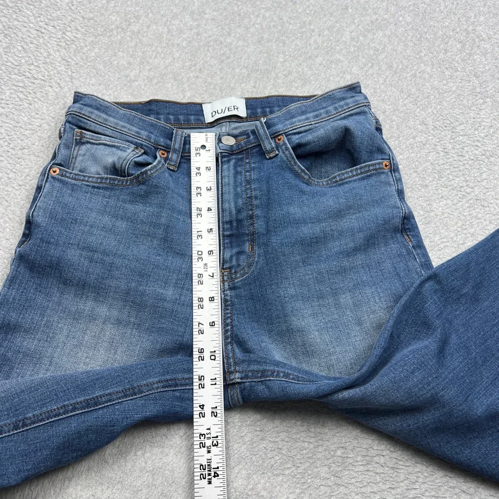 DU/ER Performance Denim+ High Rise Straight Jeans Womens 27 Blue Loose Stretch